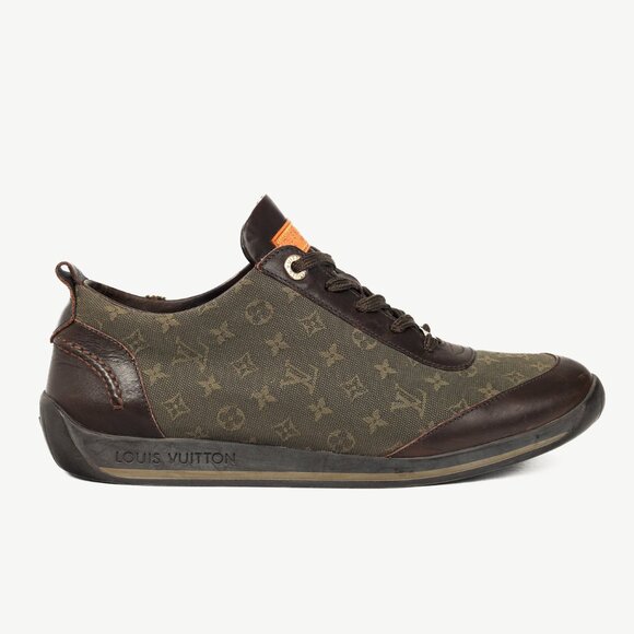 Louis Vuitton Khaki Mini Lin Monogram Canvas Sneakers - Picture 1 of 12